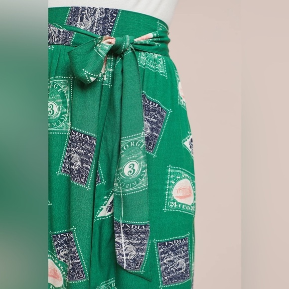 Anthropologie Porridge LARGE Getaway Printed Skirt flowy bow strap Lined - Picture 3 of 10
